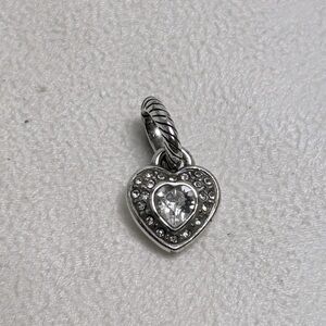 Brighton ABC Clear Crystal Heart Charm Silver Plated